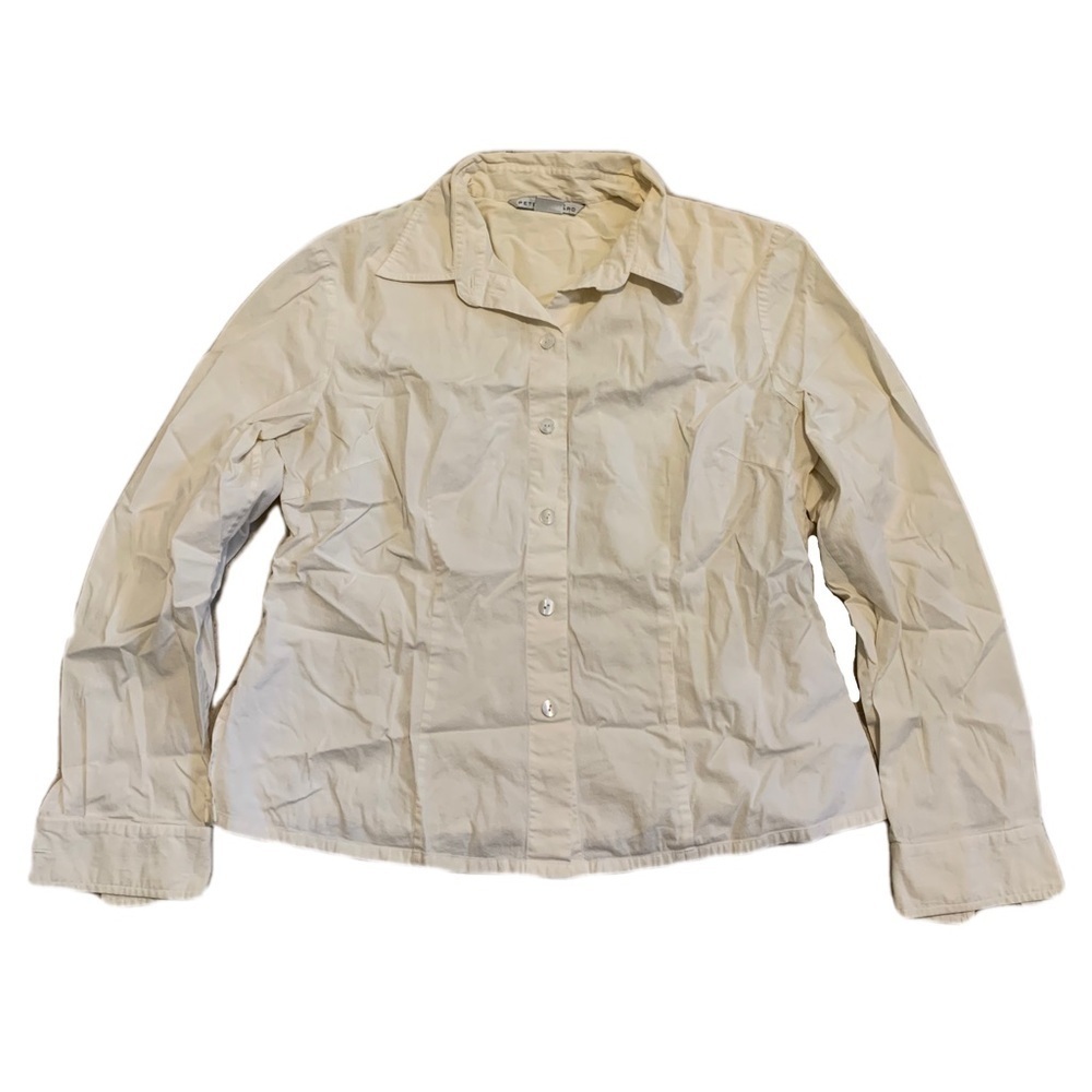 💜 Peter Nygård Cream Button-Up Blouse, Women's Size 10